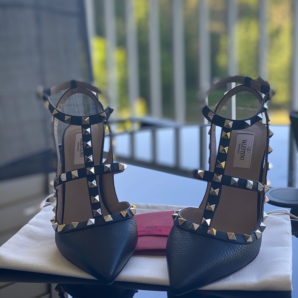 Women's Rockstud T-Strap High-Heel Pumps